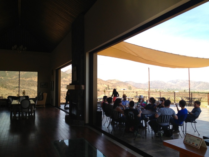 The indoor and outdoor tasting rooms at Las Nubes winery.