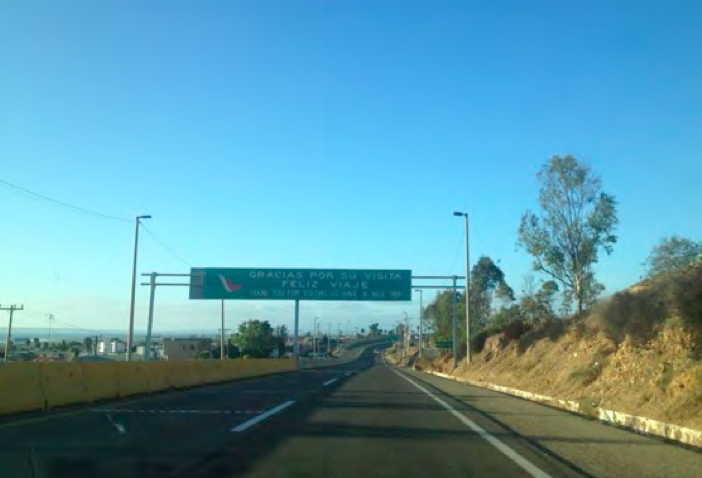 1. Heading north on the toll road, you will go through the last toll booth. Playas de Tijuana will be on your left. Continue on this road for a few miles.